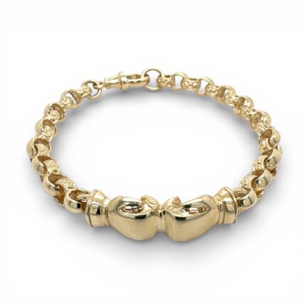9k Yellow Gold Boxing Gloves Belcher Bracelet - 10x6 mm