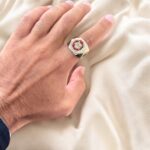 14k Yellow Gold Roulette Signet Ring for men solid.