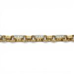 9k Yellow Gold Gypsy Link Belcher Bracelet Patterned and Stone Set Links - 10 mm - Image 6