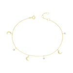 9k Yellow Gold Ladies Charm Moon and Stars Bracelet