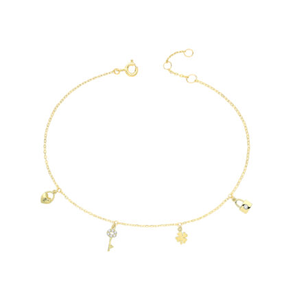 9k Yellow Gold Ladies Charm Bracelet
