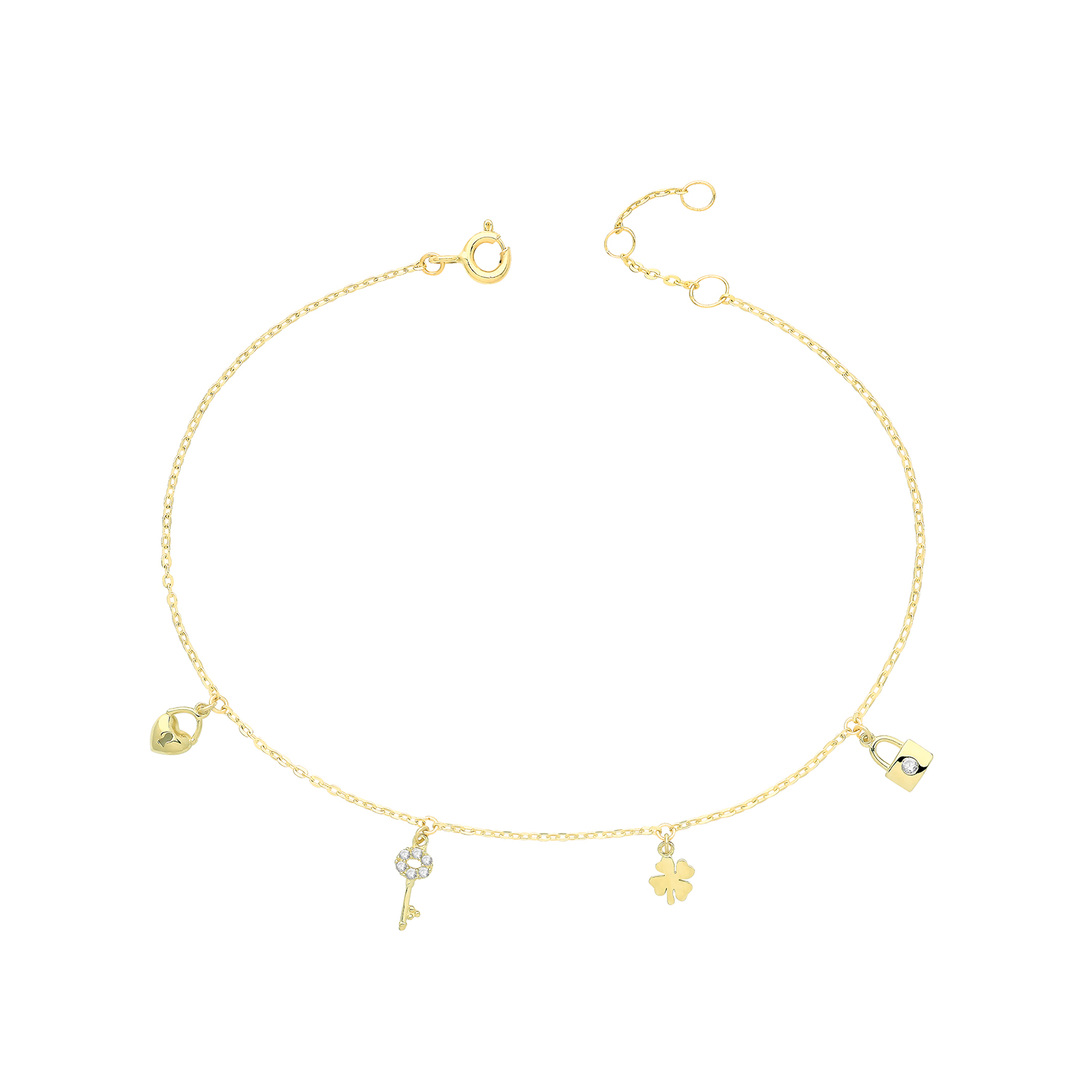 9k Yellow Gold Ladies Charm Bracelet - Image 1