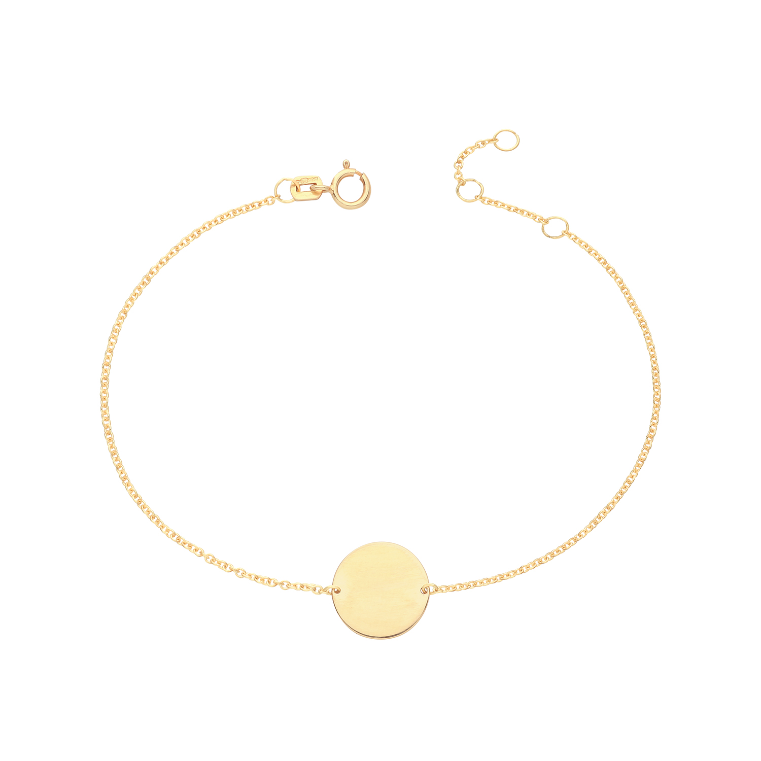 9k Yellow Gold Ladies Disc Bracelet - Image 1