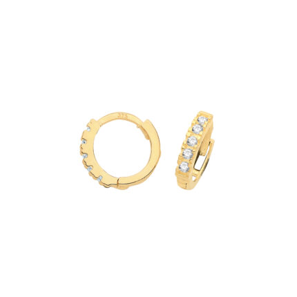 9k Yellow Gold CZ Huggies Earrings