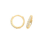 9k Yellow Gold CZ Huggies Earrings - Image 2