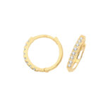 9k Yellow Gold CZ Huggies Earrings - Image 3