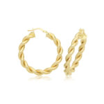 9k Yellow Gold Twisted Earrings - Image 3