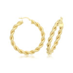 9k Yellow Gold Twisted Earrings - Image 4