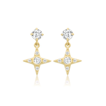 9k Yellow Gold Star Charm Stud Earrings