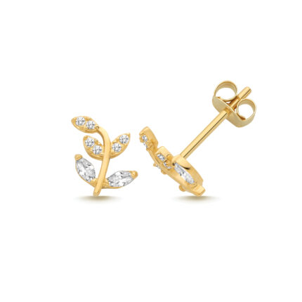 9k Yellow Gold Branch Stud Earrings
