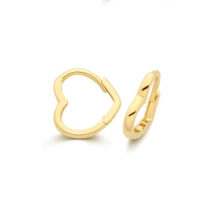 9k Yellow Gold Heart Hinged Earrings - 1.5 x 10.7 mm