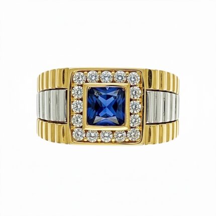 14k Yellow & White Gold Rolex Style Ring - 10.6 x 5.4 mm