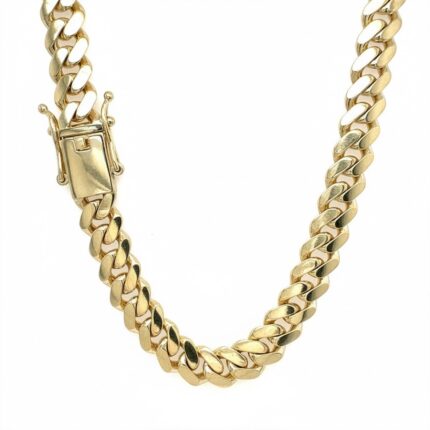 9k Yellow Gold Light Links Solid Cuban Chain With Box Clasp - 10 mm