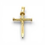 14k Yellow Gold Nail Cross Pendant