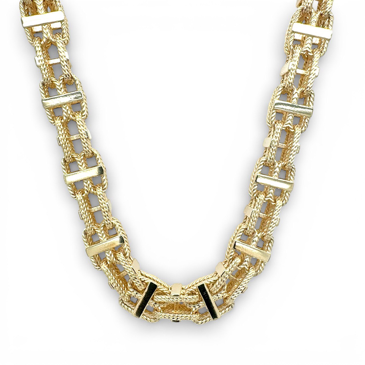 9k Yellow Gold Patterned Cage Chain - 10.50 mm - Image 1
