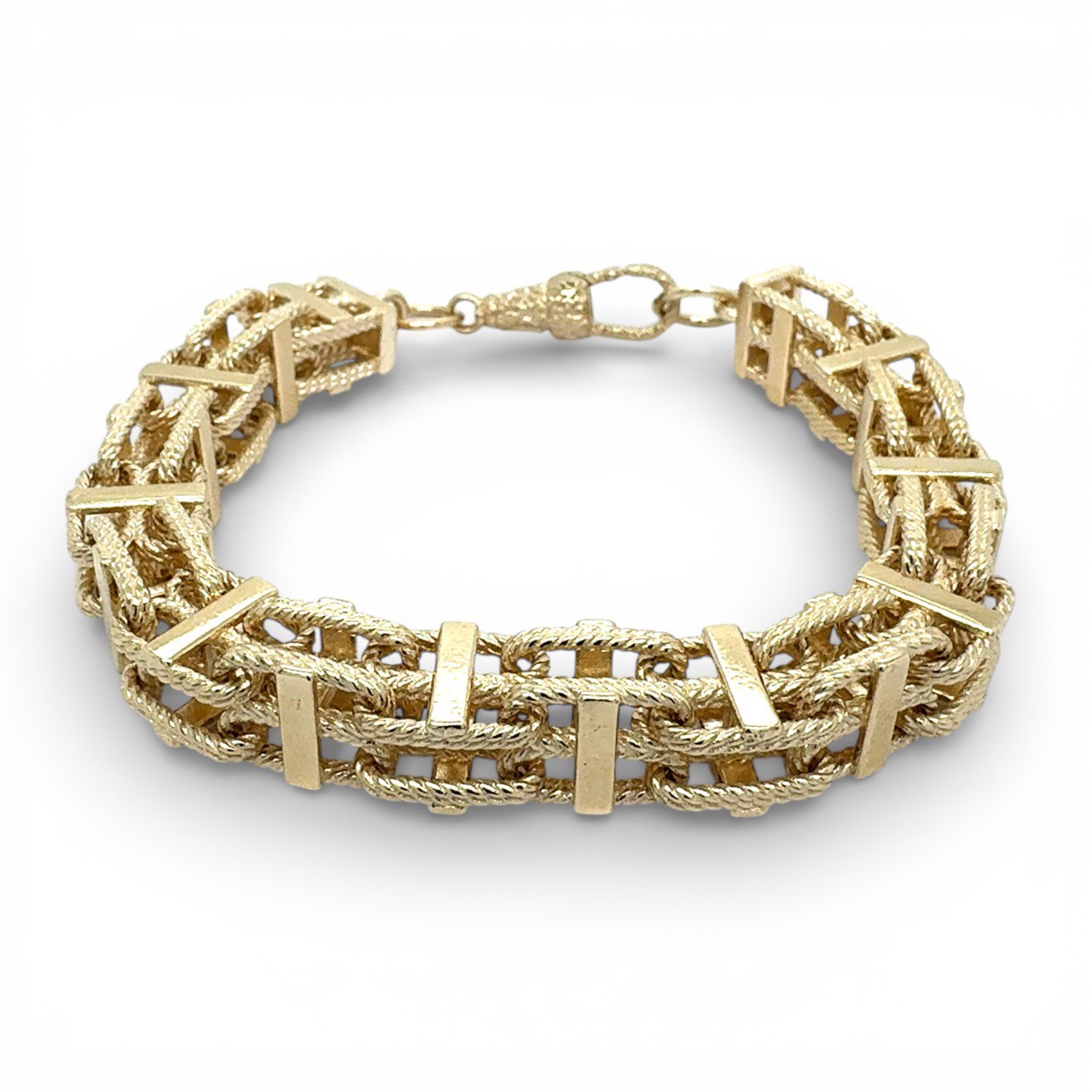 9k Yellow Gold Patterned Cage Bracelet - 10.50 mm - Image 1