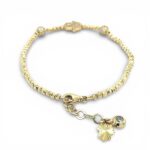 14k Yellow Gold Diamond Cut Patterned Hamza Charm Ball Bracelet - Image 3