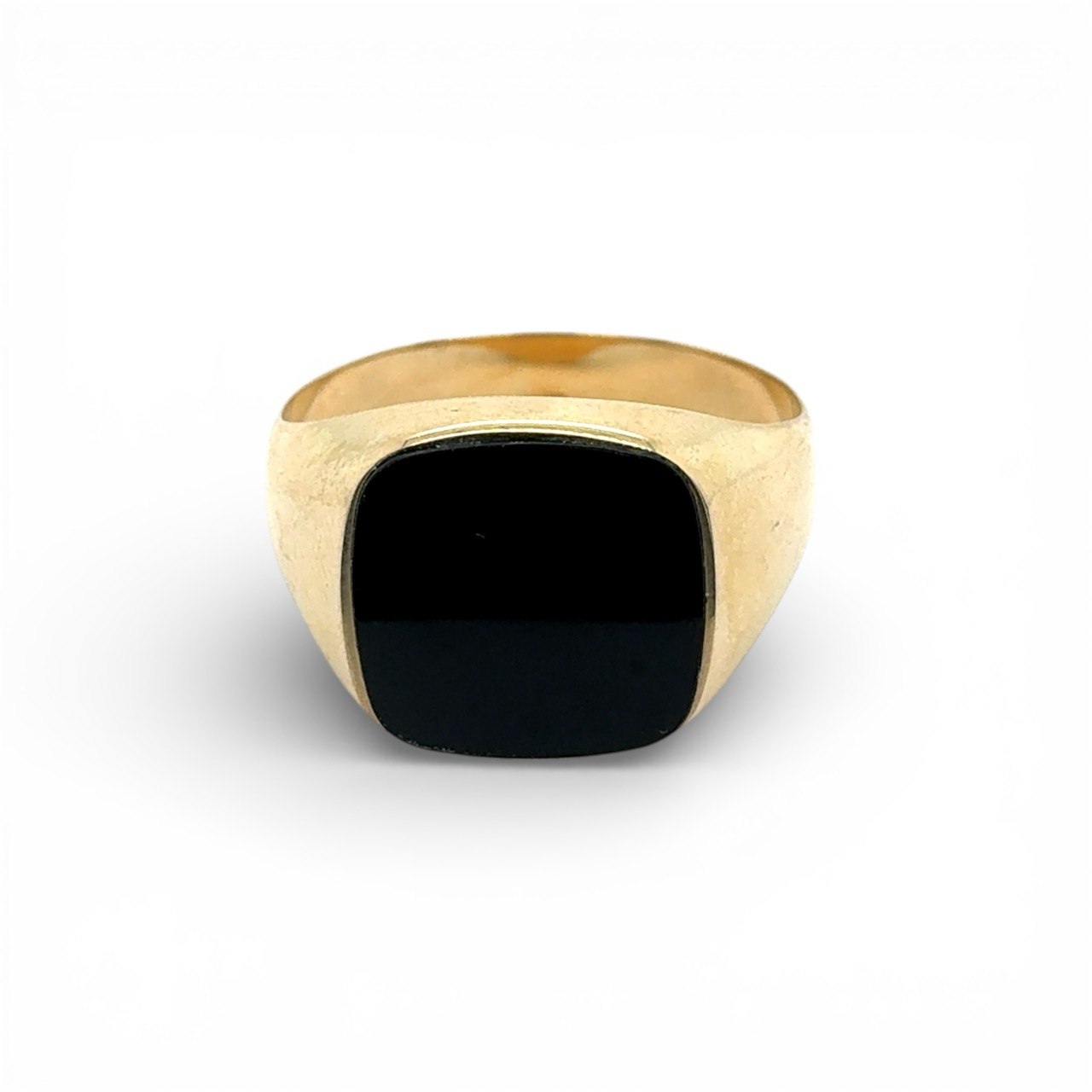 14k Yellow Gold Plain Square Onyx Ring - Image 1