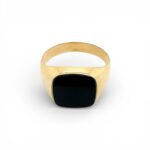 14k Yellow Gold Plain Square Onyx Ring - Image 4