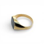 14k Yellow Gold Plain Square Onyx Ring - Image 3