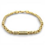 14k Yellow Gold Stone Set Byzantine Bracelet - 4 mm