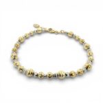 14k Yellow and White Gold Diamond Cut Ball Bracelet - 5 mm