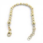 14k Yellow and White Gold Diamond Cut Ball Bracelet - 5 mm - Image 4