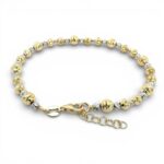 14k Yellow and White Gold Diamond Cut Ball Bracelet - 5 mm - Image 2