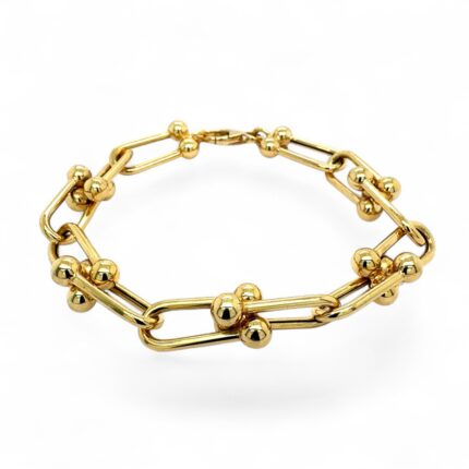 14k Yellow Gold Fancy Ball n Anchor Bracelet - 10.50 mm