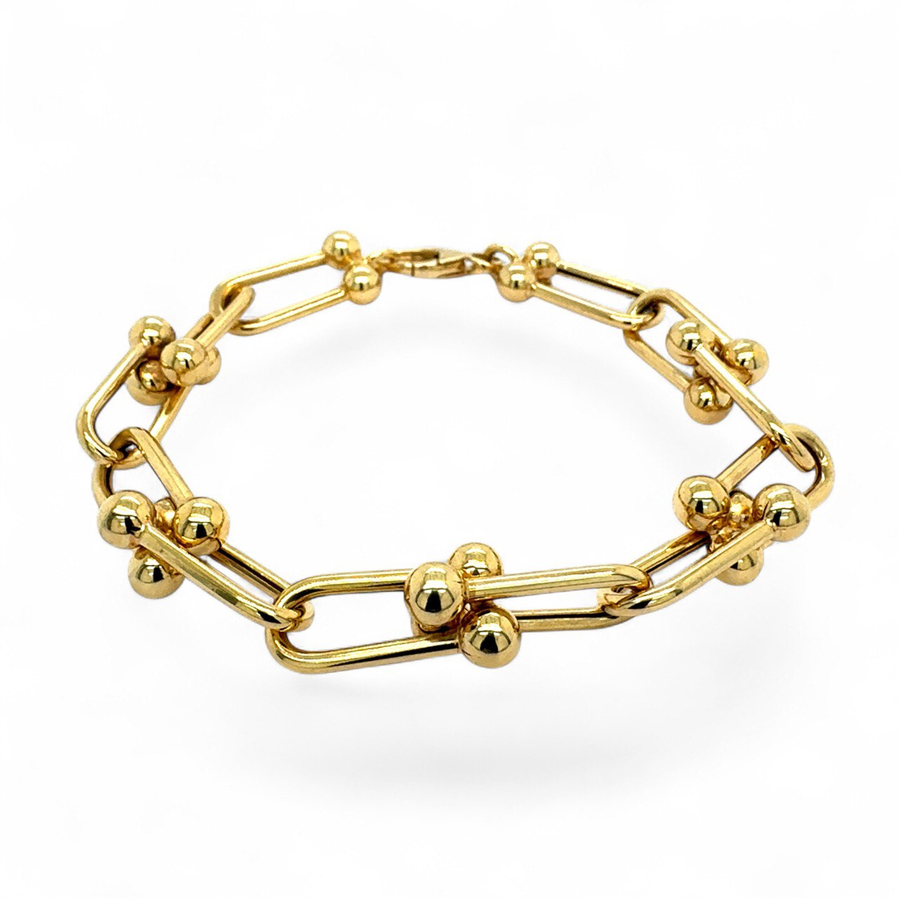 14k Yellow Gold Fancy Ball n Anchor Bracelet - 10.50 mm - Image 1