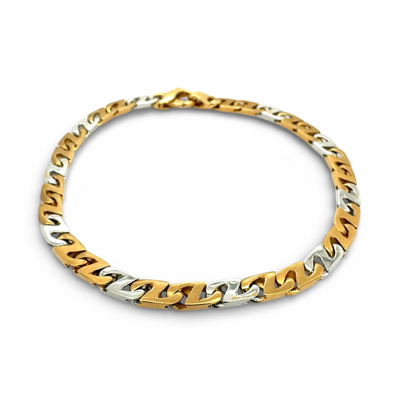 14k Yellow and White Gold Flat Anchor Bracelet - 5 mm - Image 1