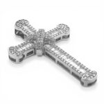 9k White Gold Diamond Baguette Crossover Cross Pendant - 1.94 ct - Image 5