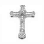 9k White Gold Diamond Baguette Crossover Cross Pendant - 1.94 ct - Image 2