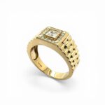 14k Yellow Gold Rolex Square Cz Signet Ring - 11 mm - Image 4