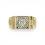 14k Yellow Gold Rolex Square Cz Signet Ring - 11 mm - Image 3
