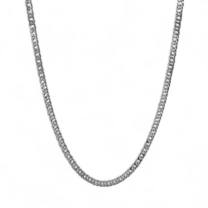 18k White Gold Double Curb Chain - 2.2 mm