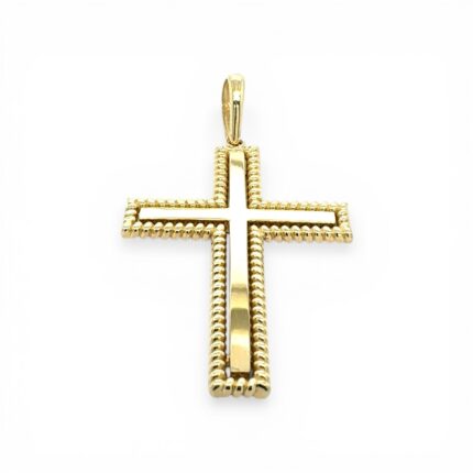 14k Yellow Gold Milgrain Cross Pendant