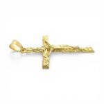 14k Yellow Gold Barked Crucifix Cross Pendant - Image 3