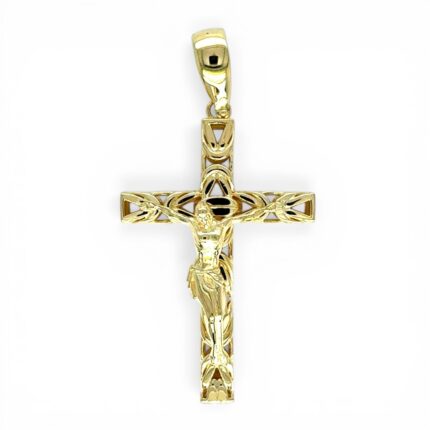 14k Yellow Gold Byzantine Crucifix Cross Pendant