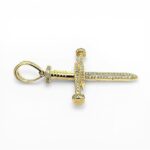 14k Yellow Gold Cz Nail Cross Pendant - Image 3