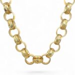 9k Yellow Gold Light Weight Solid Belcher Chain Patterned and Plain Links - 13.50 mm