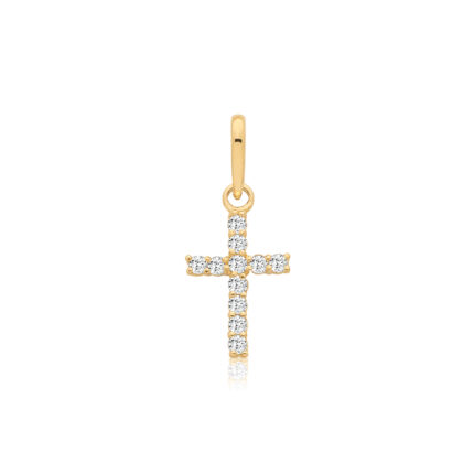 9k Yellow Gold Cz Cross Pendant - THPN1426