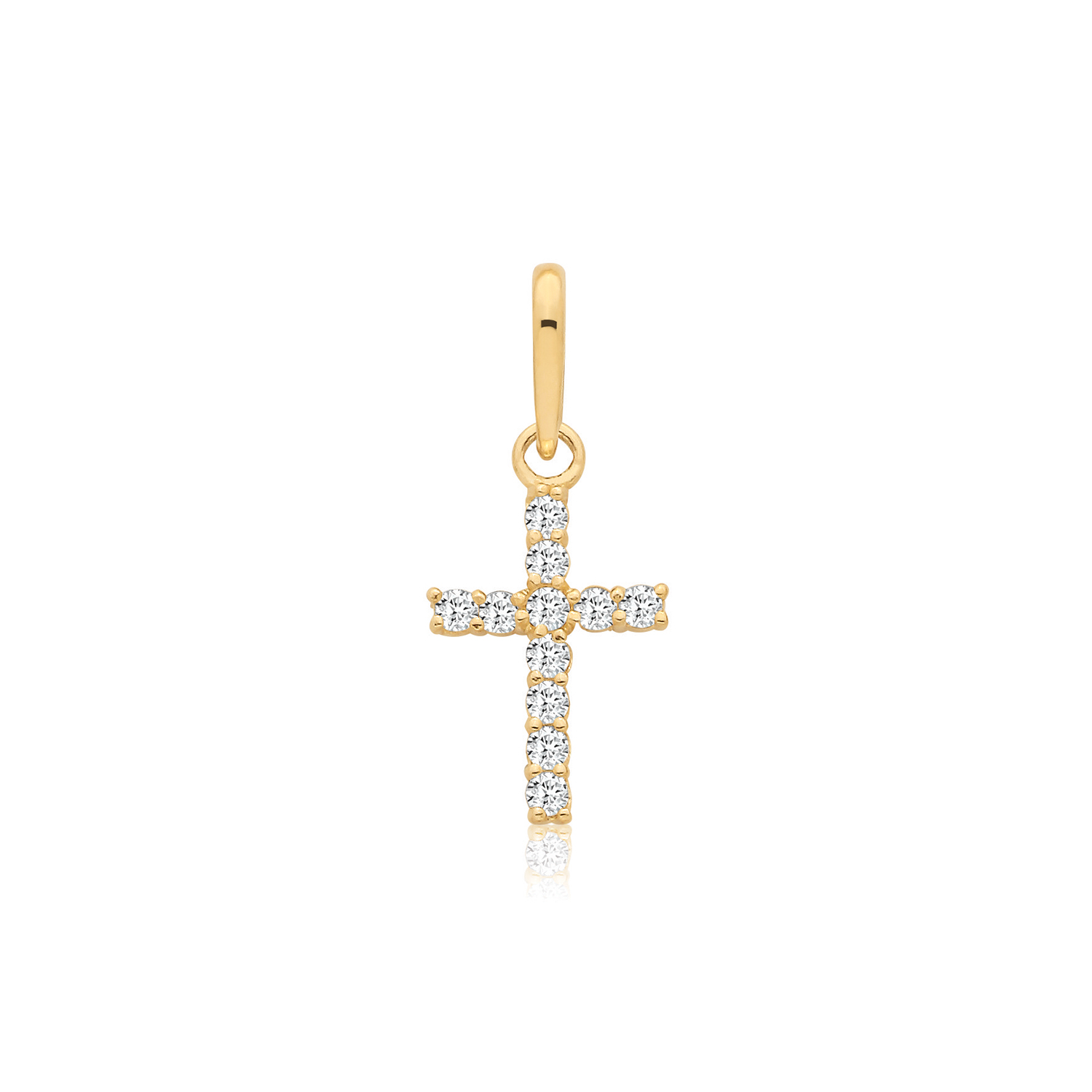 9k Yellow Gold Cz Cross Pendant - THPN1426 - Image 1
