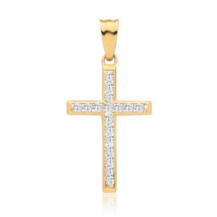9k Yellow Gold Cz Cross Pendant - THPN1427