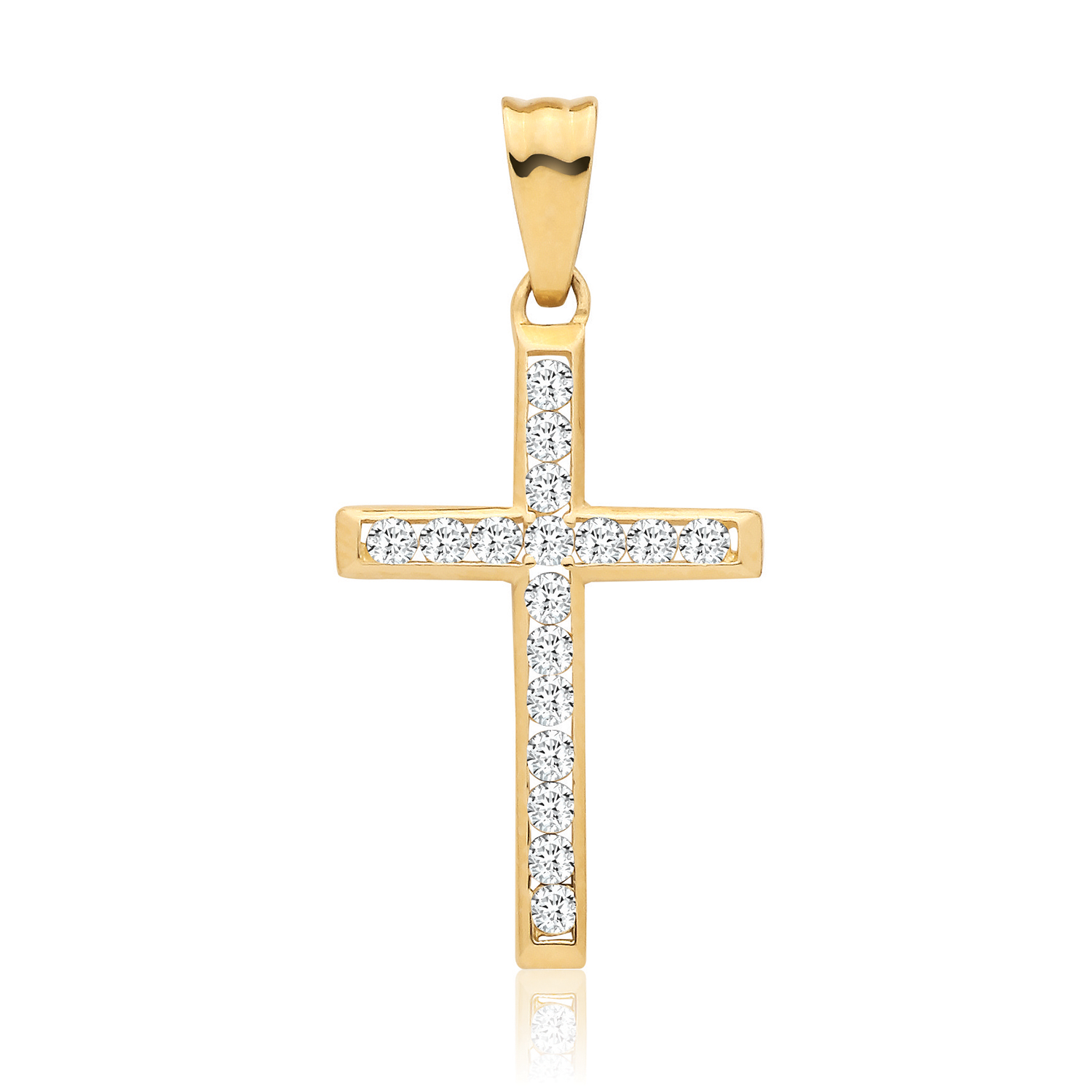 9k Yellow Gold Cz Cross Pendant - THPN1427 - Image 1