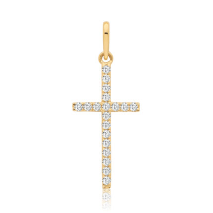 9k Yellow Gold Cz Cross Pendant - THPN1428
