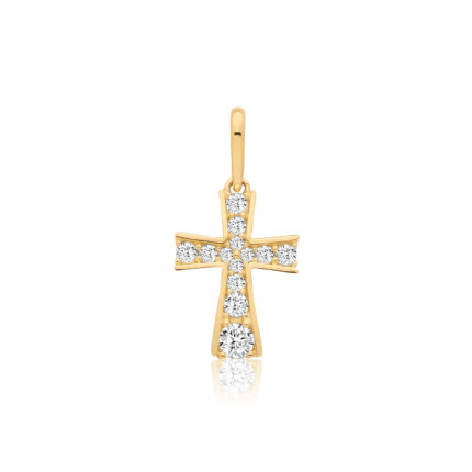 9k Yellow Gold Cz Cross Pendant - THPN1430
