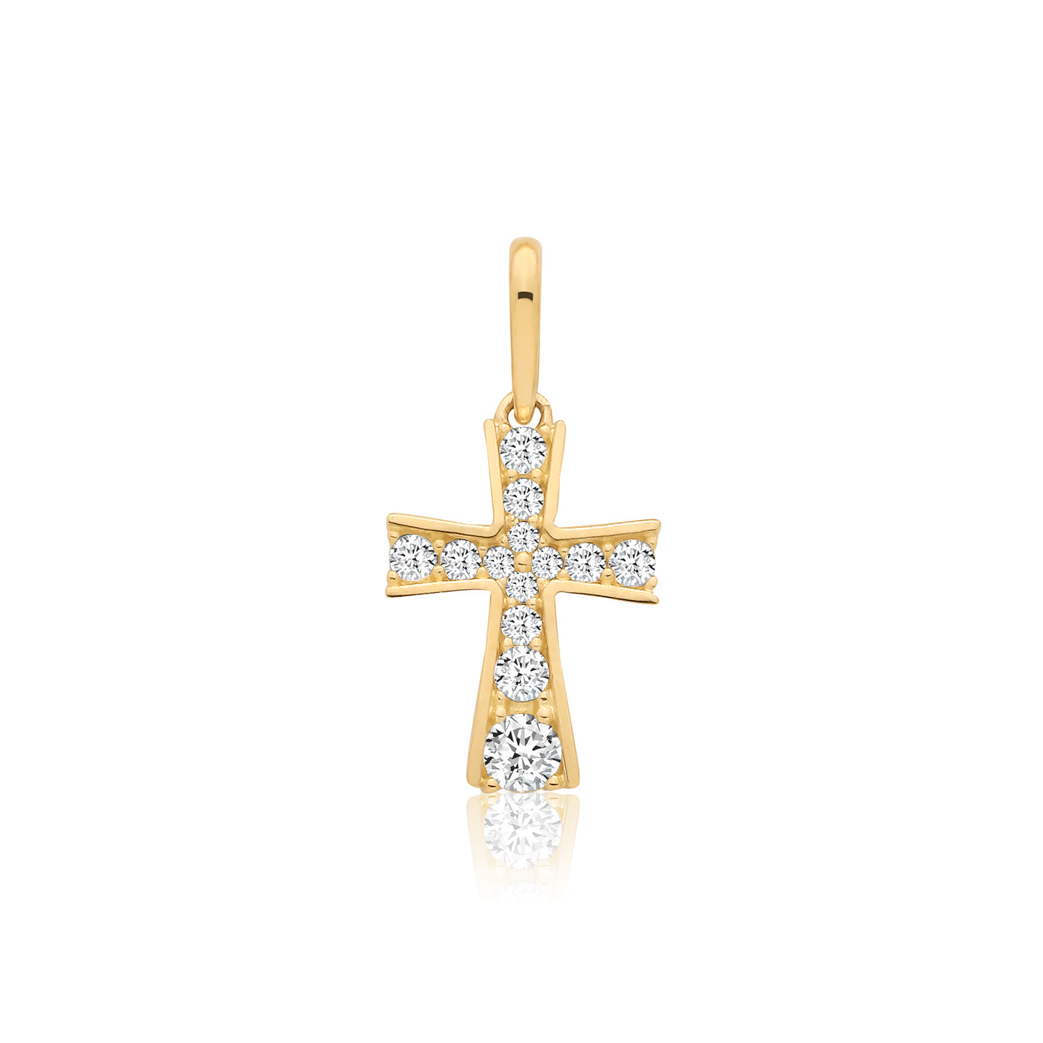 pn1430_ah 9k Yellow Gold Cz Cross Pendant - THPN1430 - Image 1