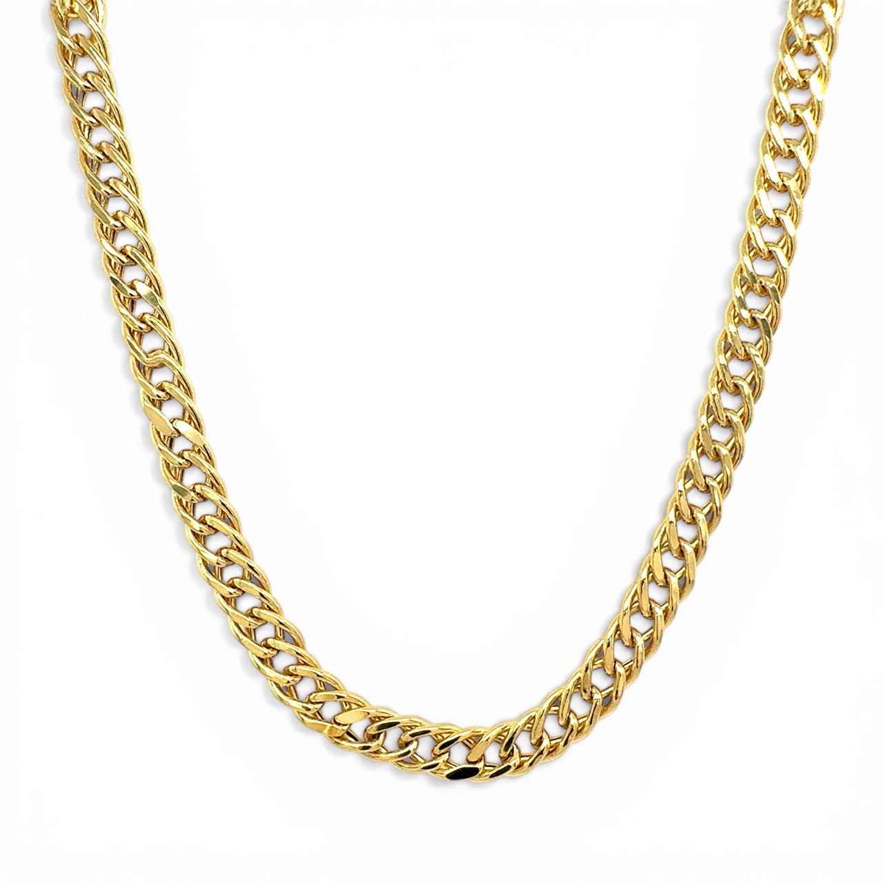 9k Yellow Gold semi solid double curb chain. 9k Yellow Gold semi solid double curb chain.
