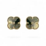 14k Yellow Gold Clover stud earrings solid gold 585.